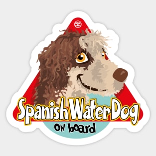 Spanish Water Dog On Board - Brown and Cream Sticker